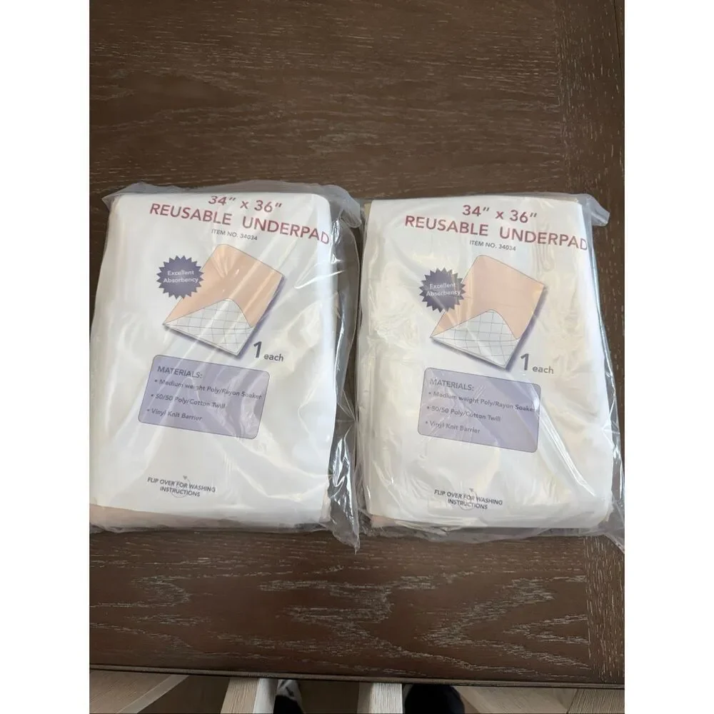 Bundle of 2 New Heavy Duty, Reusable 34x36” Underpads or Bed Pads. Washable!
